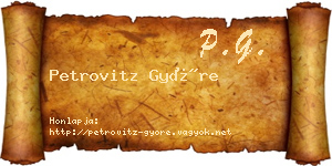 Petrovitz Györe névjegykártya